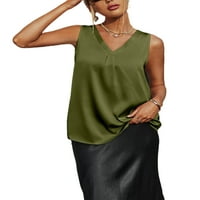 Paille Ladies T majice bez rukava na vrhu VACT Ljeto TOP Boho Party Theer Army Green XL