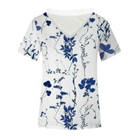 Ženske majice Ženski ljetni tisak V izrez čipka za šivanje cvjetnog geometrijskog uzorka modna majica