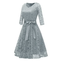 Zrele ženske haljine žene vintage princeze cvjetna čipka V-izrez Stranka Aline Swing haljina