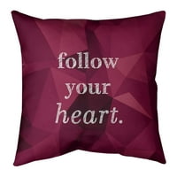 Artverse Quotes Fau Gemstone Pratite svoj kvotni jastuk za kvote za srce - Standardno veliko