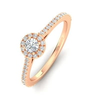 Sertifikovani 1 2CTW dijamantski halo zaručnički prsten u 10k ružičasto zlato