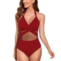Royallovewomen's Solid Boja jednodijelni viseći vrat Halter Bikini kupaći kostim Žene Bikini