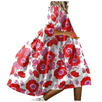 Ljetne haljine za žene s kratkim rukavima za tisak cvjetnog uzorka Okrugli vrat Maxi Loose Fit Y2K moda
