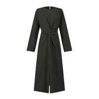 Voncos Maxi haljine za žensko čišćenje - modni dugi rukav okrugli vrat Čvrsta boja Jesen Zimske ženske