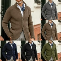 Modni muškarci pleteni džemper postolje ovratnik slim kaput casual business bleir jakna