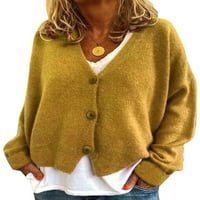 Beiwei Žene Ležerne prilike pune boje Pleteni džemperi dugih rukava Jumper Tops Dame Winter Warm Loungeward