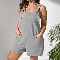 Penskeiy Jumpsuits za žene plus veličina Ženska modni ljetni puni casual bez rukava kratki kombinezoni sivi kombinezoni