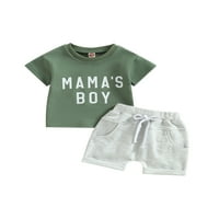 Toddler Baby Boy Mother Day Outfit Short rukav Pismo Ispis Majica Top Joggers Hotsas Kids Ljetna odjeća