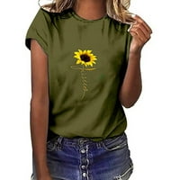 Vrhovi za žene djevojke plus veličine suncokret tine tinejdžerke kratkih rukava majica bluza
