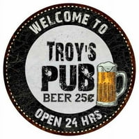 Troy's Pub 14 okrugli metalni znak pivo bar crni zid Decor poklon 100140039117