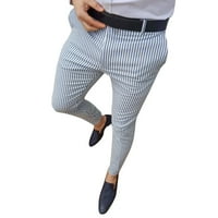 Labakihah teretni pantalone za muškarce muške ležerne pruge mršave olovke pantalone hlače elastične