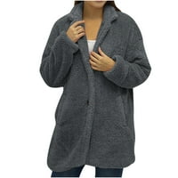 Ženska prevelika casual revel fleece Fuzzy Sherpa jakna s džepovima dugme Fleece debeli zimski kaput