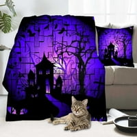 Halloween pokrivač s jastukom, skeletni pokrivač za horor klasični filmski dekor, 001,52x59 ''
