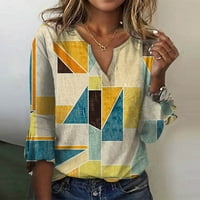 Ljetna ušteda! Tofotl Ljetni vrhovi za žene rukavi V-izrez casual košulje modne tiskane udobne bluze