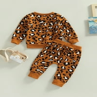 Lisenrain Toddler Baby Boy Girl Dukserice Set Odeća s dugim rukavima Leopard Print TOP TRACKSERING dugačke hlače
