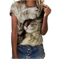 Košulje kratkih rukava za žene Dressy Casual Slatka CAT 3D grafički tinejdžeri labavi fit all-match