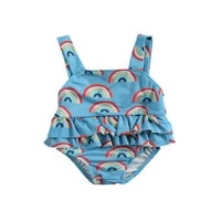 Binweede Toddler Djevojke jednodijelno kupaći kostim Rainbow Ispiši ruffle tutu Trim osip osip kupaći kostim kupaći odijelo MHX