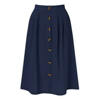 Suknja za ženske dugim džepom suknje od pune boje visokih struka modna casual a line suknje veličine
