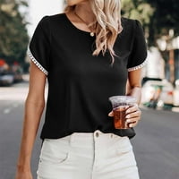 Ljetni vrhovi za ženske košulje casual kratkih rukava čipke TRIM TEE majice modna posada vrata pulover