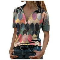 Ženske vrhove Ženska bluza s kratkim rukavima Ležerne prilike tiskane majice V-izrez ljetne tuničke
