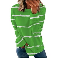 Susanny Ležerne vrhove dugih rukava za žene lagane prevelike dukseve sa učiteljima običajnih tunika pulover Loop Fit Crewneck Y2K odjeća B-Green XL