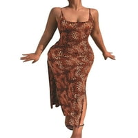 Haite Dame bez rukava bez rukava, dugačka haljina Ležerne prilike Leopard Print Maxi haljine Party Spaghetti