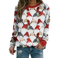 Umfun ženski džemper ženska modna tiskana labava majica dugi rukavi bluza okrugli vrat casual vrhovi