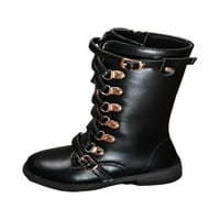 Oucaili Dječja vožnja Boot Fau kožna koljena visoke čizme Side zip zimske cipele visoka kopča za kaiševe,