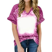 V rect T majice za žene čišćenje ženskih vrhova ženska modna casual labava bluza tiy-dye tiskanje s