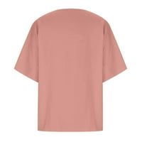 USMIXI Womens Ljetni vrhovi kratki rukav okrugli vrat cvjetni printske košulje Plus veličine prozračno
