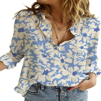 Bomotoo dame Jednostruki grudi majice rever vrat casual vrhovi ured labav cvjetni ispis bluza Style-C