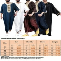 Glonme Muškarci dugim haljinskim muslimanskim molitvom rub s pola rukava Maxi majica Ljetni kaftanski