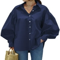 Žene Visoki niski hem, Ležerne prilike za poslovne bluze Vintage Elegantne majice tunika tunike