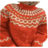 Ženska turtleneck grubo pleteni džemper Jumper vrhovi dame casual dugačak s dugim rukavima cvjetni otisak