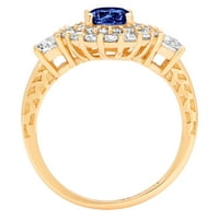 1. CT sjajan okrugli rez procljisti simulirani dijamant 18k žuti zlatni halo pasijans sa accentima prsten sz 10.75