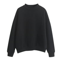 Pgeraug ženske modne modne dukseve dugih rukava Čvrsta boja okrugli vrat pulover džempere za žene crne