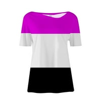 Bluze za žene Ženska modna ležerna temperamenta V-izrez Labavi geometrijski print kratkih rukava TOP LASE Top Hot Pink XL