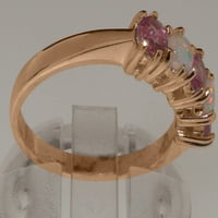 Britanska napravljena 14k Rose Gold Prirodno ružičasti turmalin i opal ženski vječni prsten - Opcije