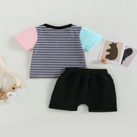Wassery Toddler Baby Boys Ljetni odjel Striped majica s kratkim rukavima Okrugli vrhovi vrata i povremene elastične kratke hlače 0-3T