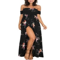 Avamo žene labave elastične maxi haljine prorezuju Havajska senders sa ramena plaža duga haljina