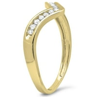 Dazzlingrock kolekcija 0. Carat 14k Bijela okrugla Diamond vjenčani zaštitni štitnik Chevron prsten