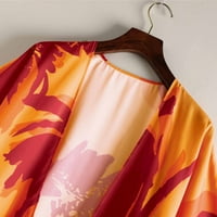 DMQUPV Gumb Up džemper Cardigan Lood Tops Kimono Otvoreno Closety tiskani Šifon Cardigan Haljina Fuzzy