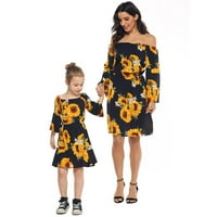 Mama i ja odgovarajuće haljine Dijete žena van ramena suncokret ED cvjetna haljina odjeća za odmor za