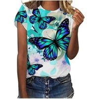 Ženska ljetna majica casual okrugli vrhovi vrata modni butterfly bluza s kratkim rukavima s