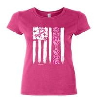 TEE Hunt Survivor Pink Traka SAD-a za zastavu Ženska majica za majicu dojke, ružičasta, srednja