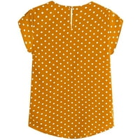 Baycosin kratki čapke rukav majice Summer Bluze za žene polka tačkice Ispis leđa tipka za ključeve TEES