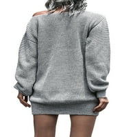 Biayxms Ženska džemper sa dugim rukavima Dugi rukav Solid Colorasni pletene haljine Fall Mini haljina