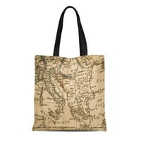 Platno torba Antique stara karta Italija i Grčka 18. stoljeće Višestruke na rame za višekratnu upotrebu