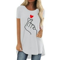 T majice za žene Modni ležerni print O-izrez Labavi majica kratkih rukava Top bluza Pulover ženske majice