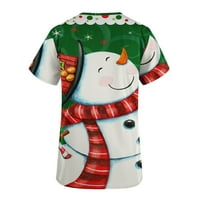 FESFESFES božićna majica za žene kratki rukav vrhovi kauzalni tiskani V-izrez TEES pulover na prodaju